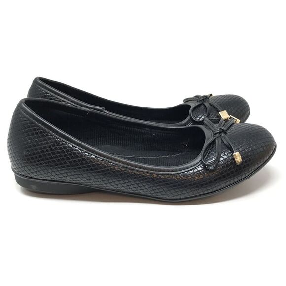 GOLDTOE Comfort Plus Memory Foam Insoles Women Black Bow Tie Flats Size 6 Career - Picture 1 of 8